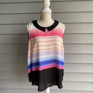 NWT Elle Stripped tank with collar